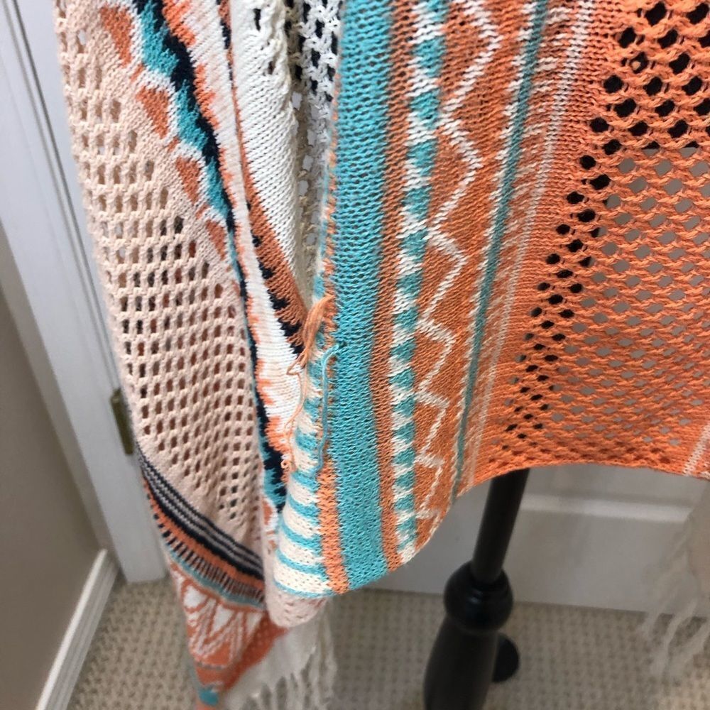 No Boundaries teal and orange sweater vest with tassels, size xxl - Picture 7 of 11
